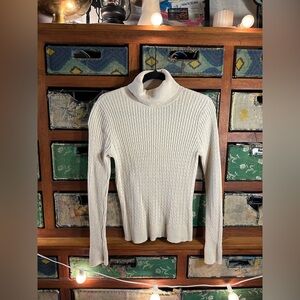 JEANNE PIERRE Cream Ribbed Turtleneck Sweater